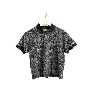 Dior Stussy Black All Over Print Polo T-Shirt Size S (Women’s Or Kids) SHRUNK